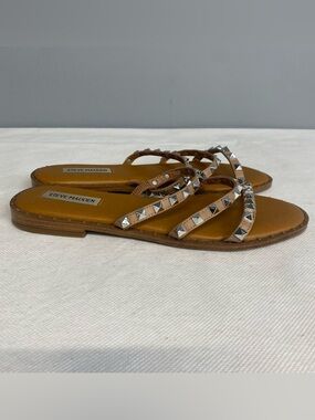 Steve Madden Brown Studded Strappy Flat Sandals